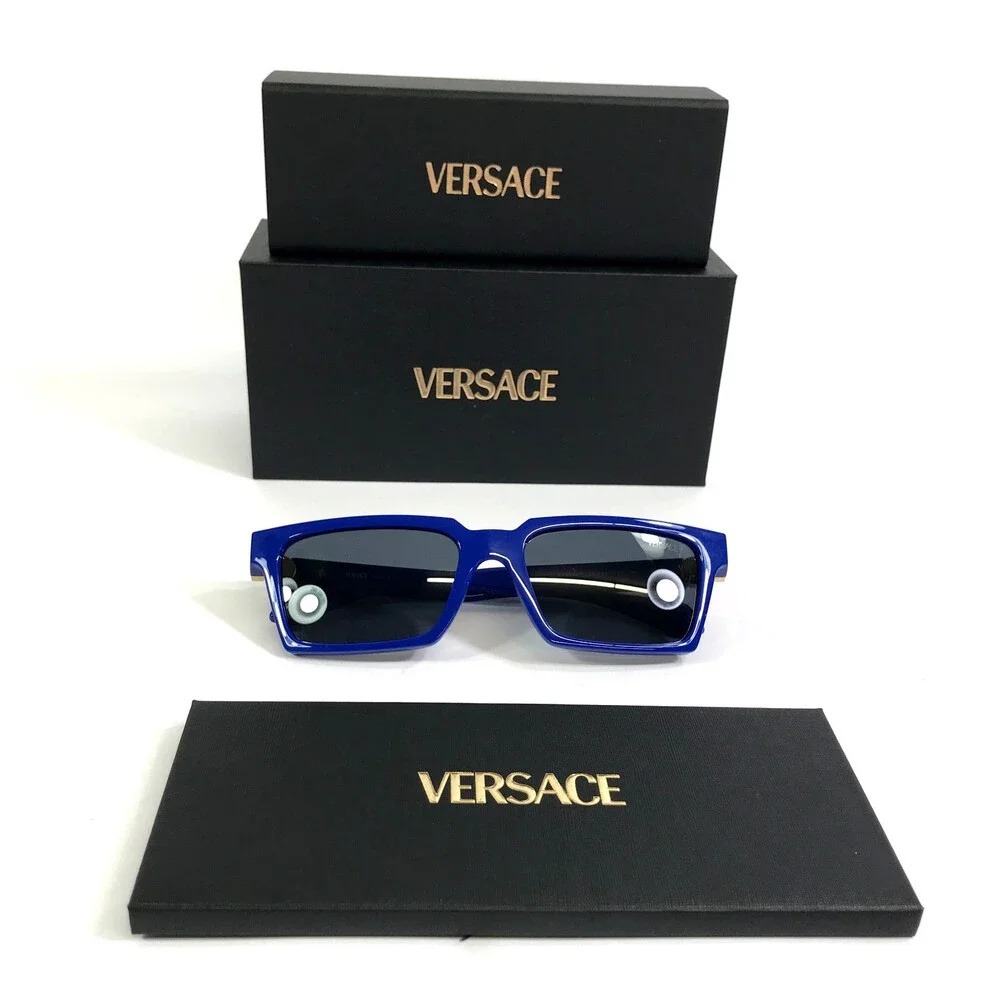 Versace Sunglasses MOD.4490-U 5450/87 Blue Gold Rectangle Frames w/ Gray Lenses